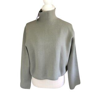 & Other Stories Stockholm Atelier Mock Neck Sweater Green Ecovero Viscose Size S
